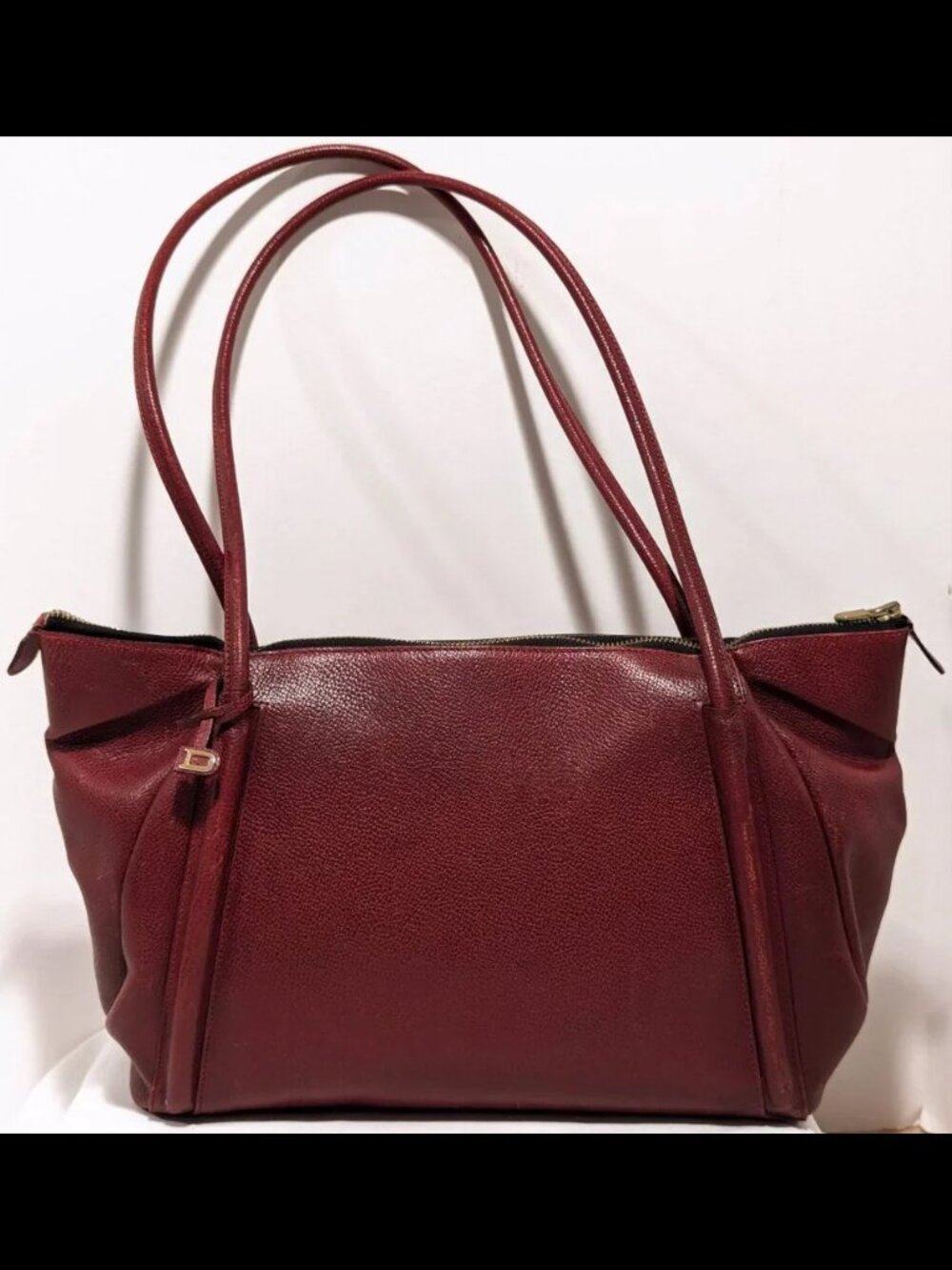 Amazing 1980s DELVAUX Burgundy Red Leather Large Dbl Handle Zip-Up Belgian Purse
